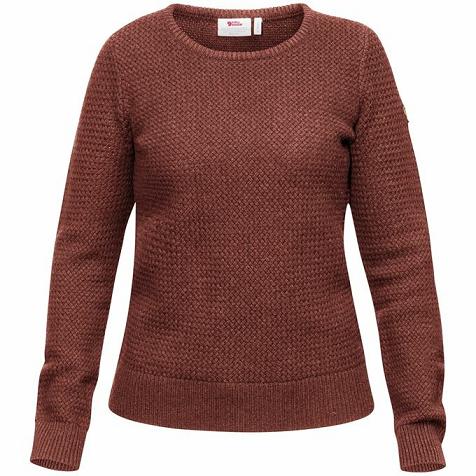 Fjallraven Women Övik Sweater Red PH162992 Philippines